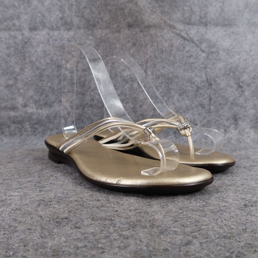 Italian Shoemaker Shoes Womens 6 Sandals Fashion Slip On Flip Flop Metallic Flat